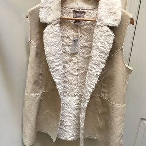 Sherpa Lined Faux Skin Vest